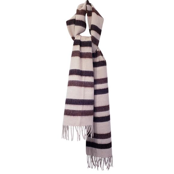 MOON Exclusively for J. CREW Unisex Pure Merino Wool Scarf Striped Fringe ~ VGUC - Picture 1 of 9